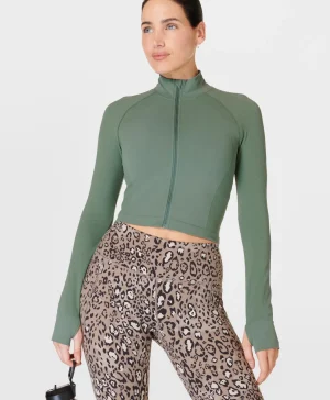 Sweaty Betty Athlete Crop Seamless Workout Zip Up