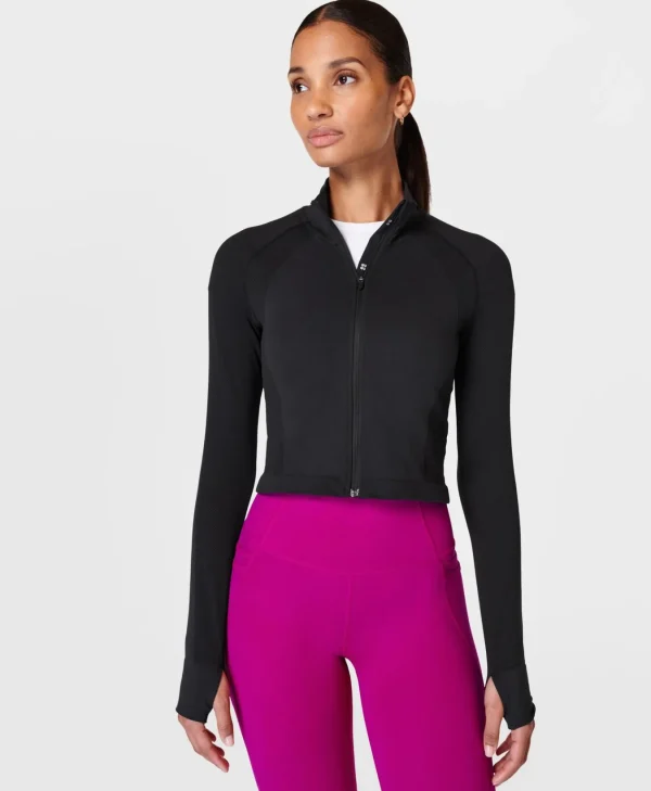 Sweaty Betty Athlete Crop Seamless Workout Zip Up