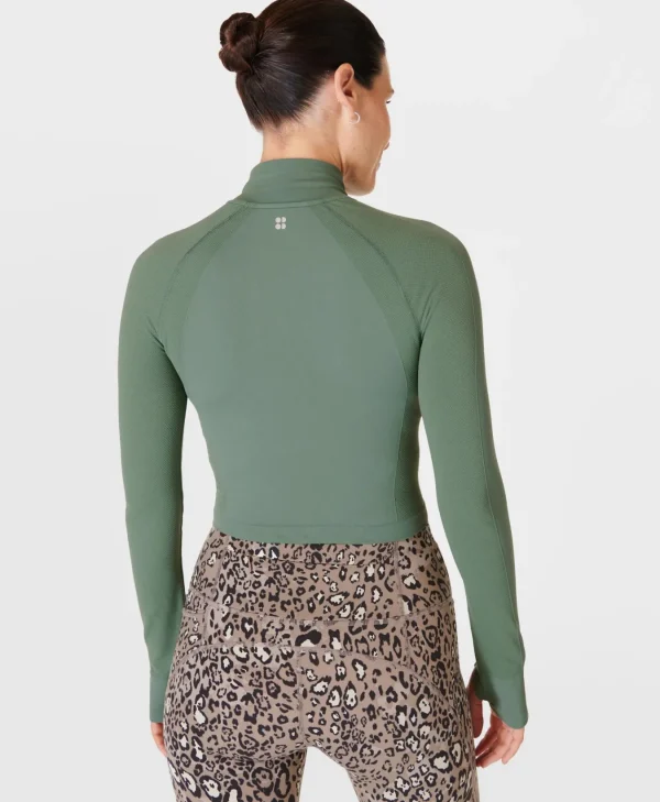 Sweaty Betty Athlete Crop Seamless Workout Zip Up
