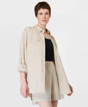 Sweaty Betty Summer Stretch Linen Utility Shirt