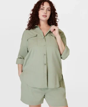 Sweaty Betty Summer Stretch Linen Utility Shirt